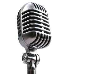 Fototapeta premium A sleek silver microphone, isolated on transparent background, embodies professional audio recording, ideal for studio sessions, broadcasting, and vocal performances