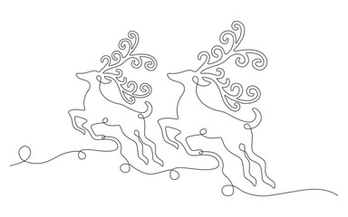 continuous line of two deer
