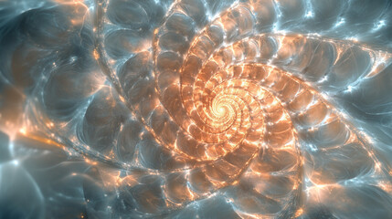 Abstract circular swirl of light forming symmetrical patterns, with glowing curves and dynamic motion, creating a futuristic, energetic, and visually captivating effect.