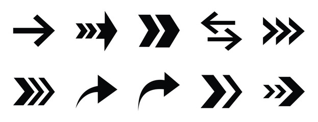 Arrow Icons Pack  Clean Black Vector Arrows for UI, Buttons, and Navigation