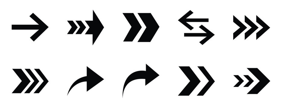 Arrow Icons Pack  Clean Black Vector Arrows for UI, Buttons, and Navigation