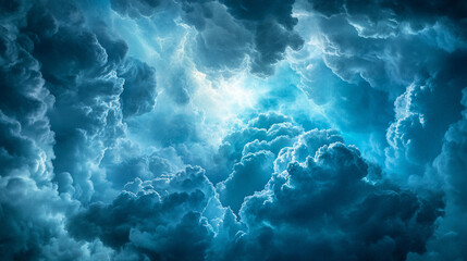 Sunlight piercing through dark storm clouds, creating dramatic rays and contrast, illuminating the sky with a powerful, ethereal, and awe-inspiring atmosphere.