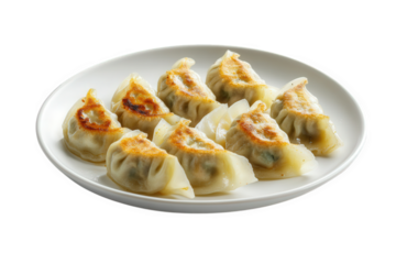 Delicious dumplings isolated on transparent background, showcasing asian cuisine, perfect for food blogs, restaurant menus, and culinarythemed designs with savory flavors