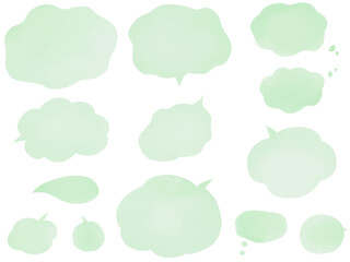水彩くすみグリーンの吹き出しセット