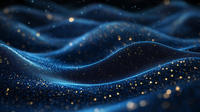 A flowing stream of digital particles forms a dynamic data current, symbolizing information transfer, connectivity, technology, and the abstract energy of modern networks.