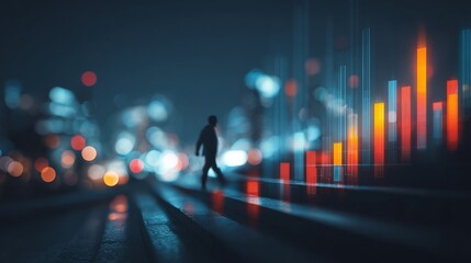 Tech sentinel at night: unwavering vigilance of global data. Sales analytics. Beyond the screens: nighttime specialist in a blazing data world. Financial planning. Data insights.