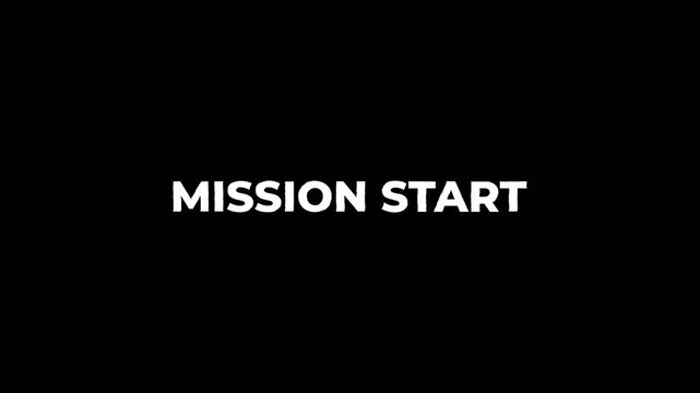 MISSION START Digital Glitch Text Screen Effect Loop Vertical Overlay
