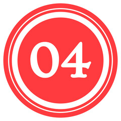 Red circular design with number 04' at the center