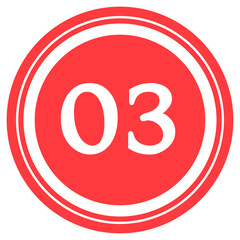 Red circular design with number '03' at the center