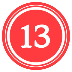 Red circular design with number '13' at the center