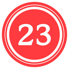 Red circular design with number '23' at the center