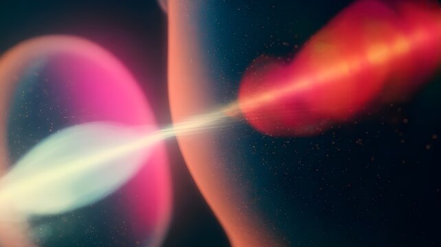 Bright, hot energy glows with red and orange flames against a dark, abstract space background illustration