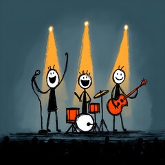 group of friends enjoying party stick figure illustration