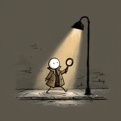 man in the night stick figure illustration