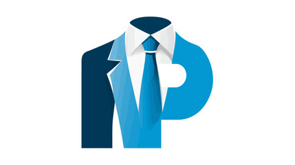 Modern Business Suit and Tie Symbol with Letter P Abstract Design for Professional Services