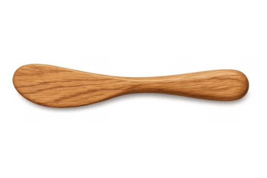 Wooden butter knife or spreader with natural grain ideal for culinary tasks and food preparation on transparent background