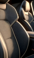 Close-up of luxurious car seats showcasing premium upholstery and elegant design.