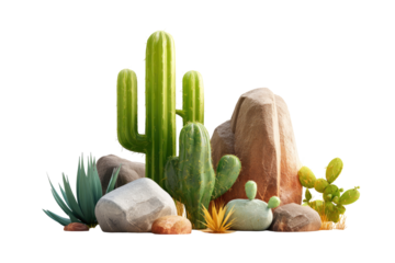 Desert landscape with cacti and rocks (2)