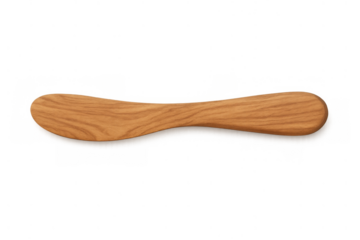 Wooden butter knife or spreader with wood grain texture for kitchen, cooking, and dining, transparent background