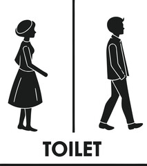Minimalist Male and Female Toilet Symbols with Bold Black Silhouettes.
