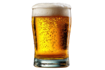 Golden Nectar: A tall glass of beer, filled with the golden liquid of a refreshing brew, crowned with a rich, foamy head. This image evokes the sensation of a cold drink.