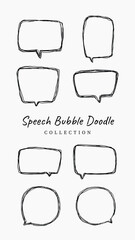 Obraz premium A collection of simple lines hand drawn speech bubbles in various shapes. Set of simple of hand drawn speech bubbles in various sizes and shapes. Set of simple lines hand drawn speech bubbles