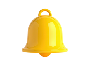 Gleaming, golden bell with a round clapper, against black