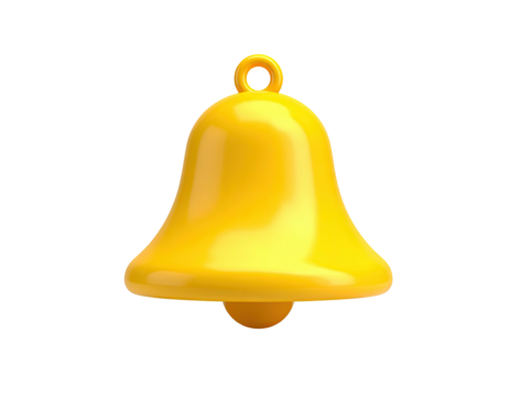 Gleaming, 3D render of a classic, bright-yellow call bell