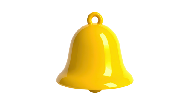 A glossy yellow notification bell on a solid black backdrop