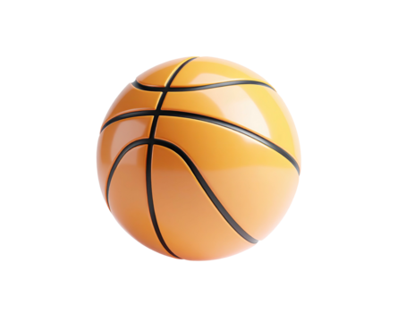 Orange basketball w/ black seams, in a dark studio