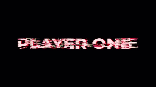 Dynamic Glitch Player One Text Animation, Vertical Loop Transition, Cyberpunk Gaming Intro VFX