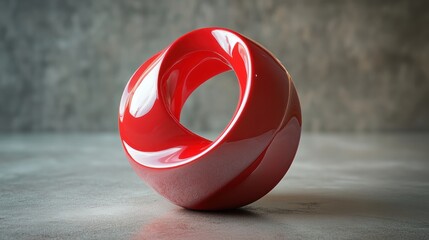 Red abstract sculpture on concrete floor
