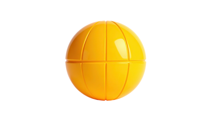 Yellow segmented sphere. Isolated on black background. Light source
