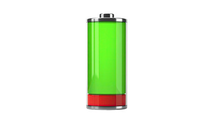Green battery icon charging, red base, dark background