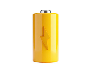 Yellow battery icon with a lightning bolt against a black background