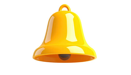 Shiny, yellow bell. isolated on black. Round clapper visible