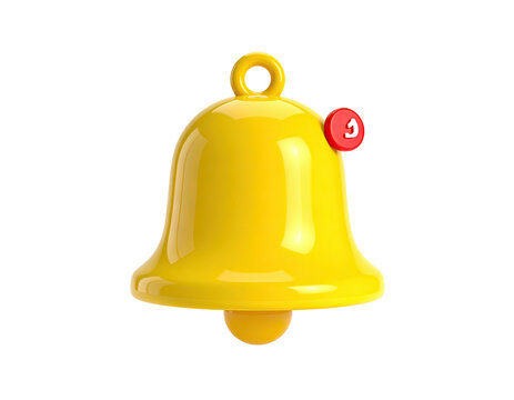 Glossy yellow bell icon with a red one notification bubble