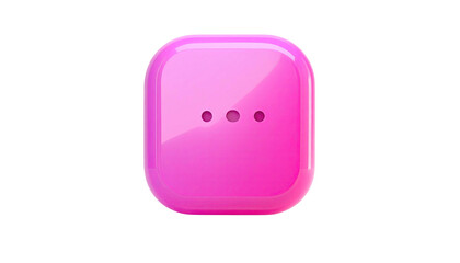 Glossy pink button with three dots against a black background