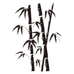 墨絵の竹モノクロ_ベクターイラスト