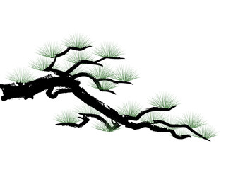 墨絵の松_ベクターイラスト