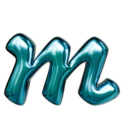 Alphabet number and symbol 3d word render Teal Blue Chrome Glossy Tubular Symbol