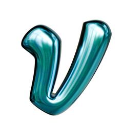 Alphabet number and symbol 3d word render Teal Blue Chrome Glossy Tubular Symbol