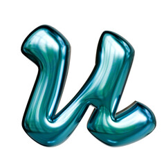 Alphabet number and symbol 3d word render Teal Blue Chrome Glossy Tubular Symbol