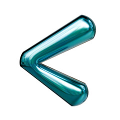 Alphabet number and symbol 3d word render Teal Blue Chrome Glossy Tubular Symbol