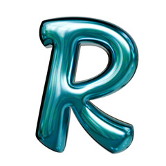Alphabet number and symbol 3d word render Teal Blue Chrome Glossy Tubular Symbol