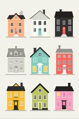 Fototapeta premium Colorful Houses Illustration Collection