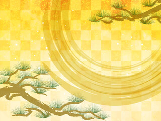 松をあしらった和風背景_ベクターイラスト