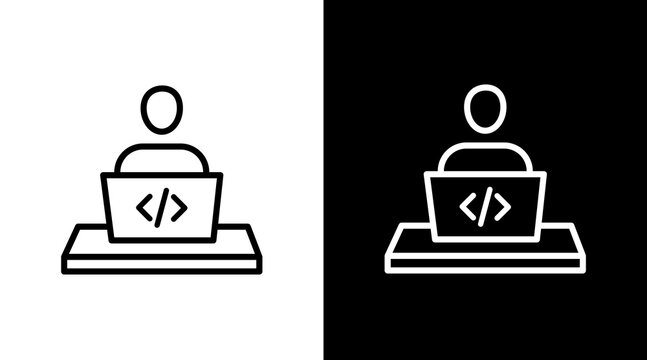 Software Developer  White Icon Set Design