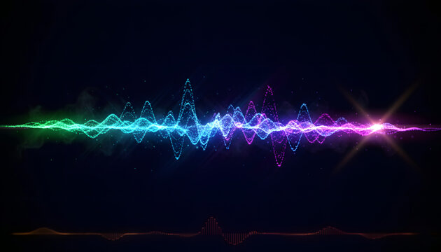 Vibrant light particle sound wave equalizer abstract background