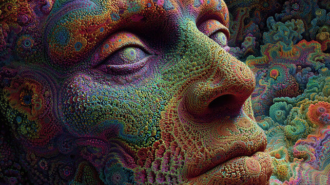 Mind projecting its own colorful universe with vibrant swirling patterns cosmic energy and abstract forms symbolizing imagination creativity thought exploration and limitless potential